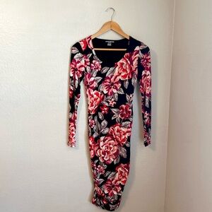 A Pea In The Pod Maternity Bodycon Feminine Floral Midi Dress, Size Small